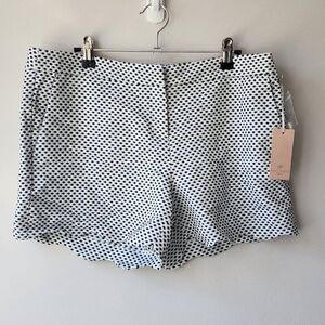Saint Tropez West Women's 6 Shorts Scalloped White Dress Navy Dots Nautical